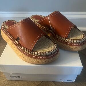 NIB ZIMMERMANN TAN BROWN LEATHER ESPRADILLE SLIDES SANDALS SIZE 40 10